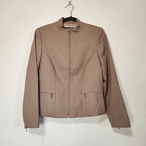 Vintage Pendleton Wool Zip Up Jacket Blazer Brown Womens Size 6